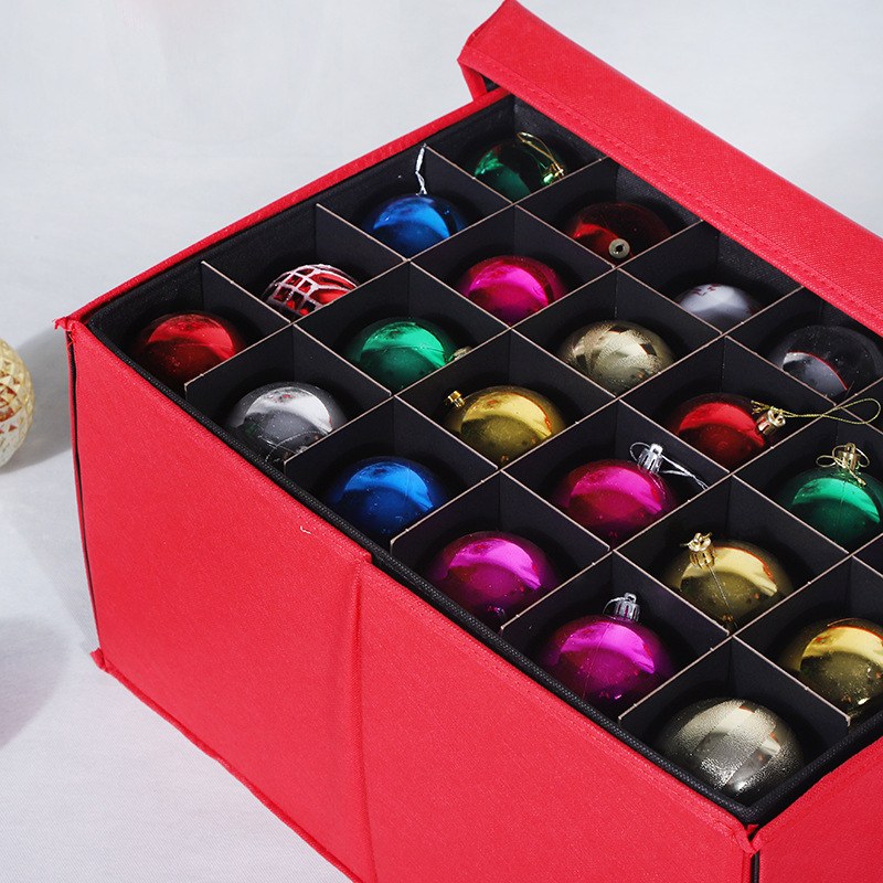 Opbergdoos voor kerstballen en kerstdecoratie met stapelbare lades en verdelers