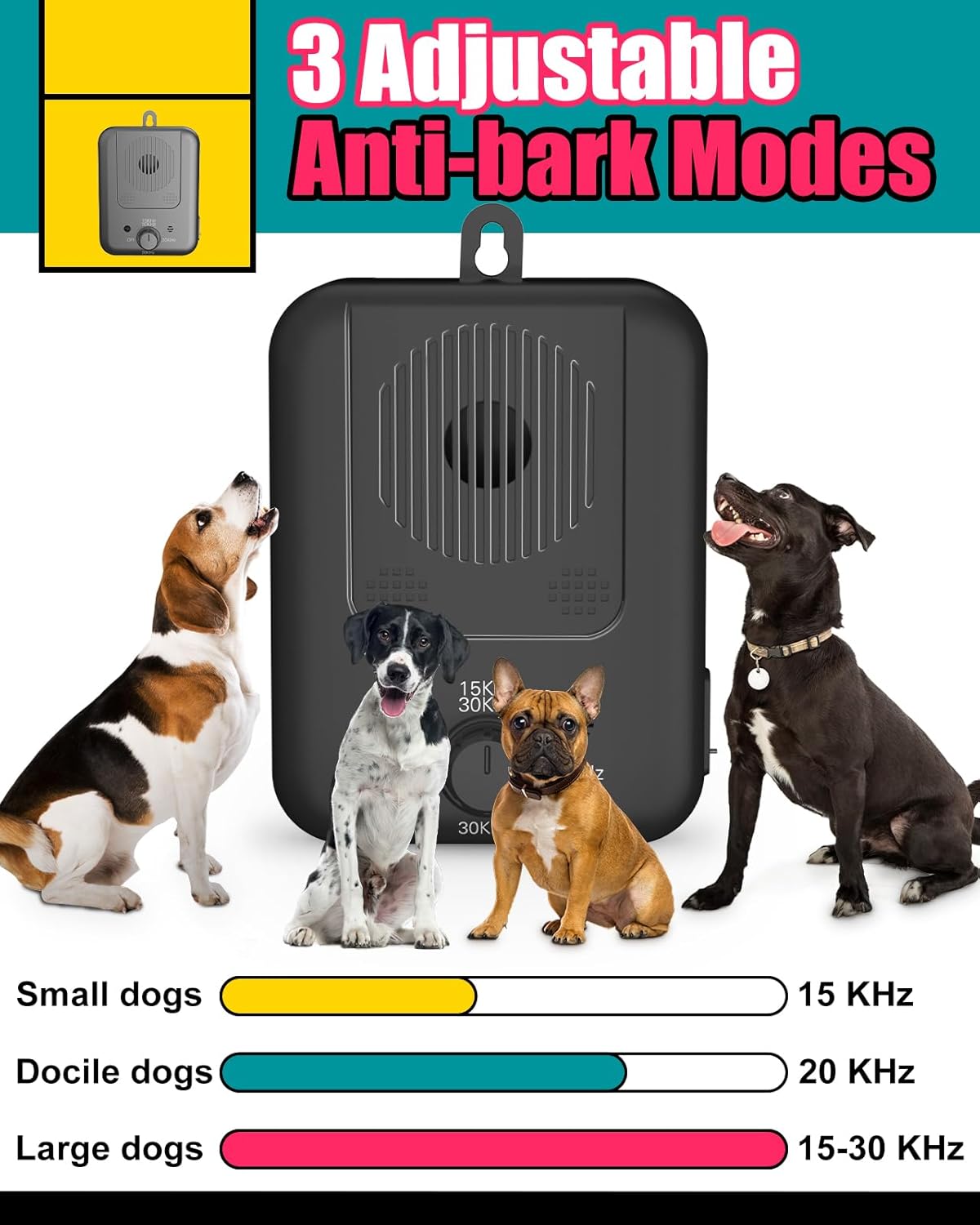 Oplaadbare ultrasone anti-blafhulp voor honden met 15 meter bereik