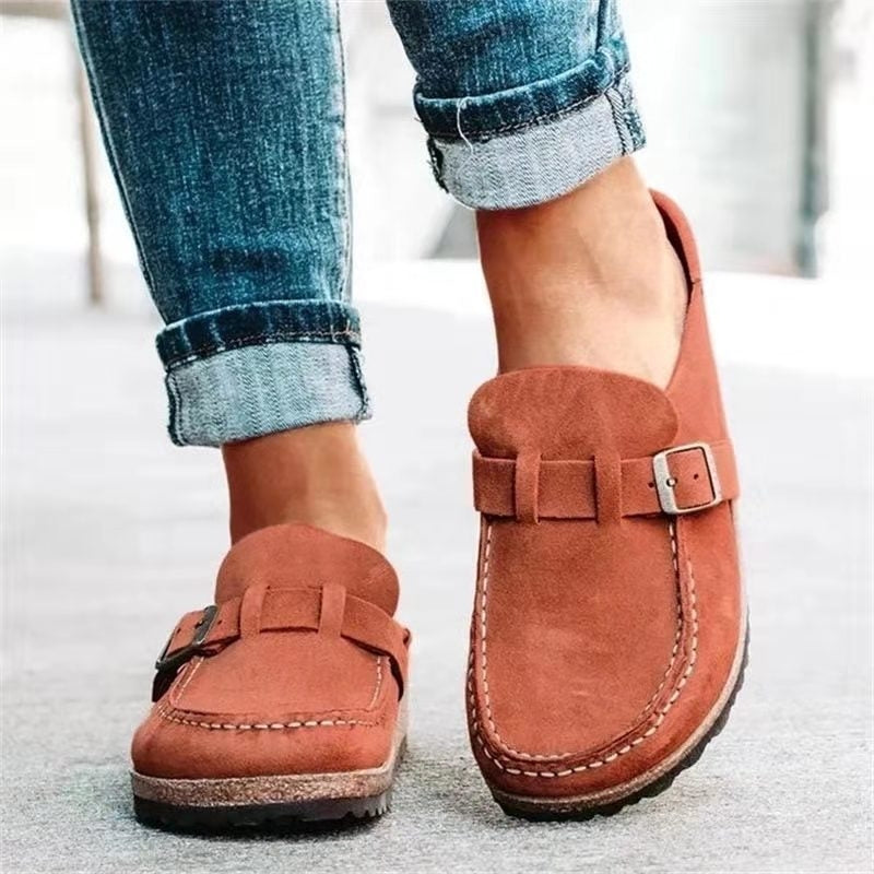 Orthopedische herenloafers met suède bovenwerk en gespriem