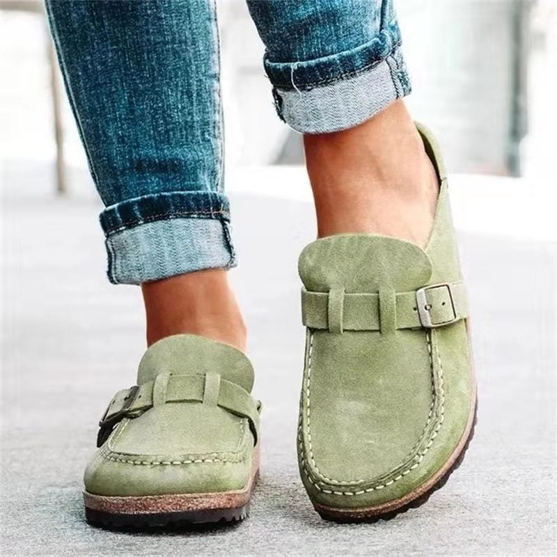 Orthopedische herenloafers met suède bovenwerk en gespriem