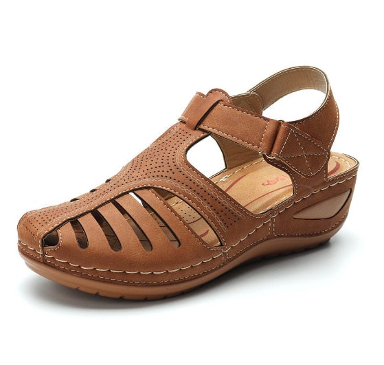 Orthopedische retro leren sandalen