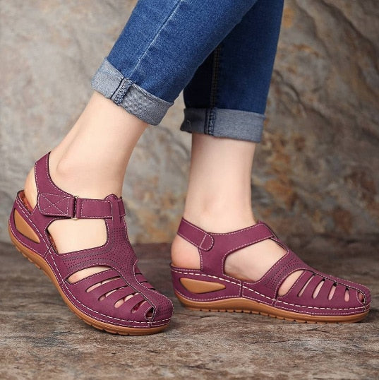 Orthopedische retro leren sandalen
