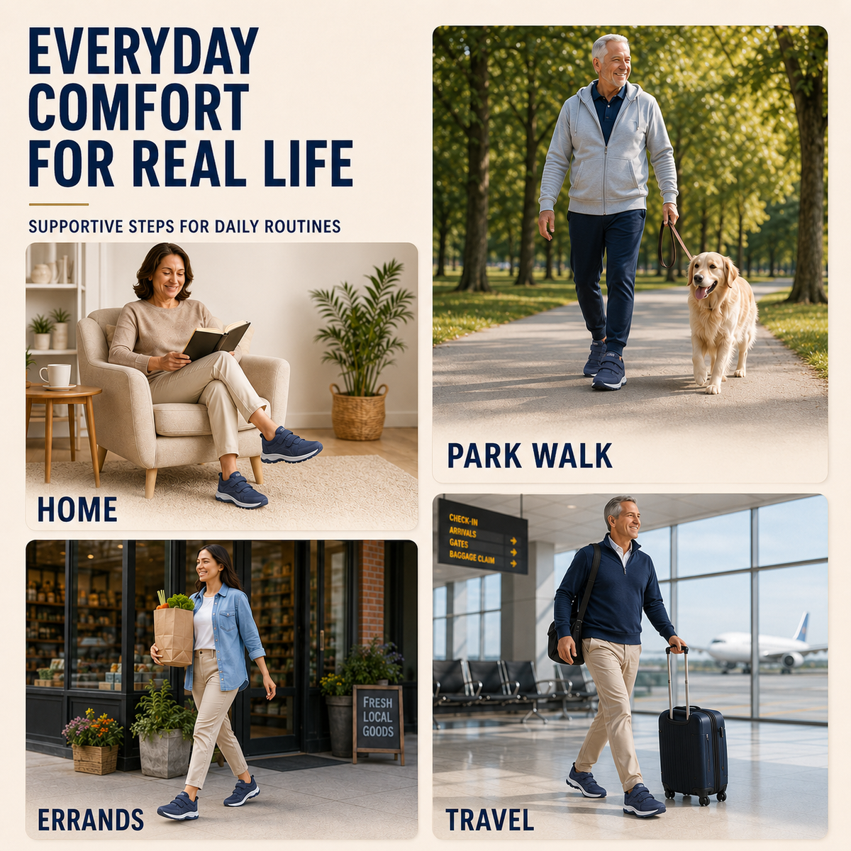 Orthopedische wandelsneakers met brede pasvorm