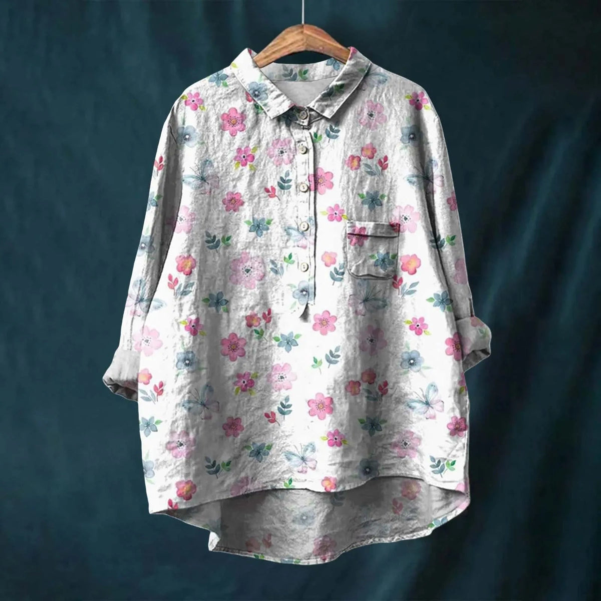 Oversized damesblouse met knoopsluiting