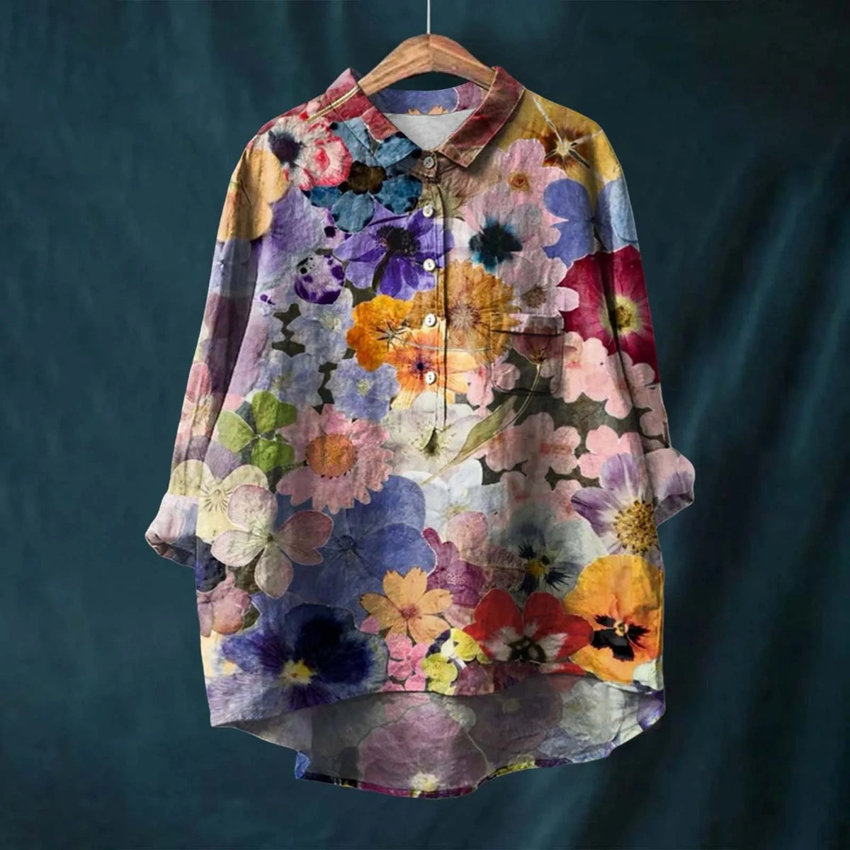 Oversized damesblouse met knoopsluiting