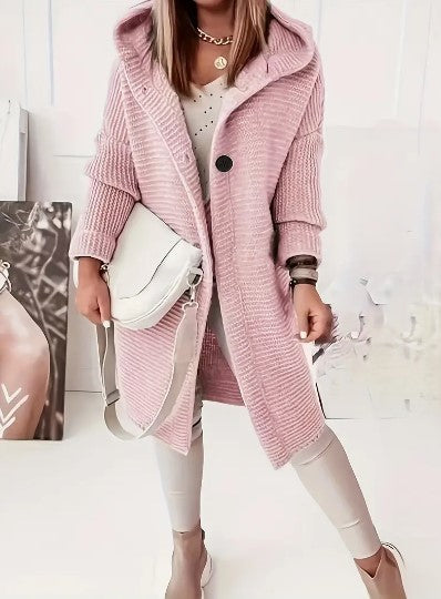 Oversized gebreid damesvest met capuchon