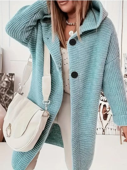 Oversized gebreid damesvest met capuchon