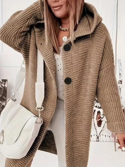 Oversized gebreid damesvest met capuchon