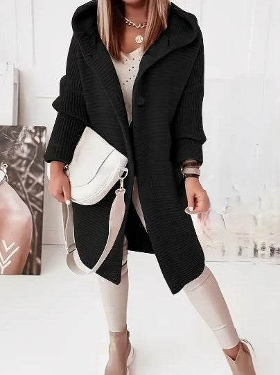 Oversized gebreid damesvest met capuchon