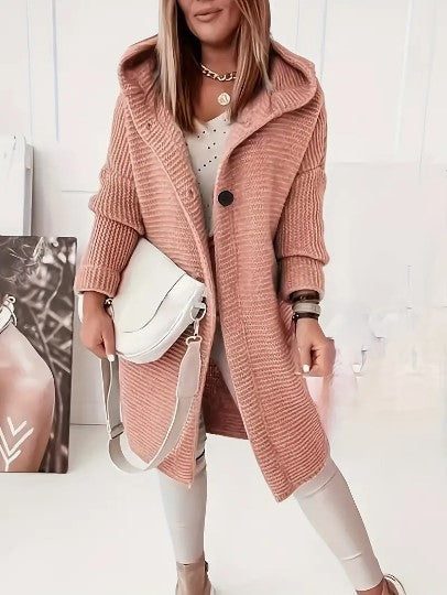 Oversized gebreid damesvest met capuchon
