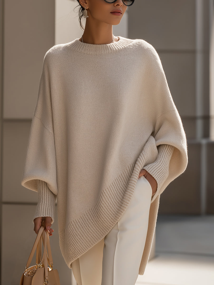 Oversized gebreide damestrui met ronde hals