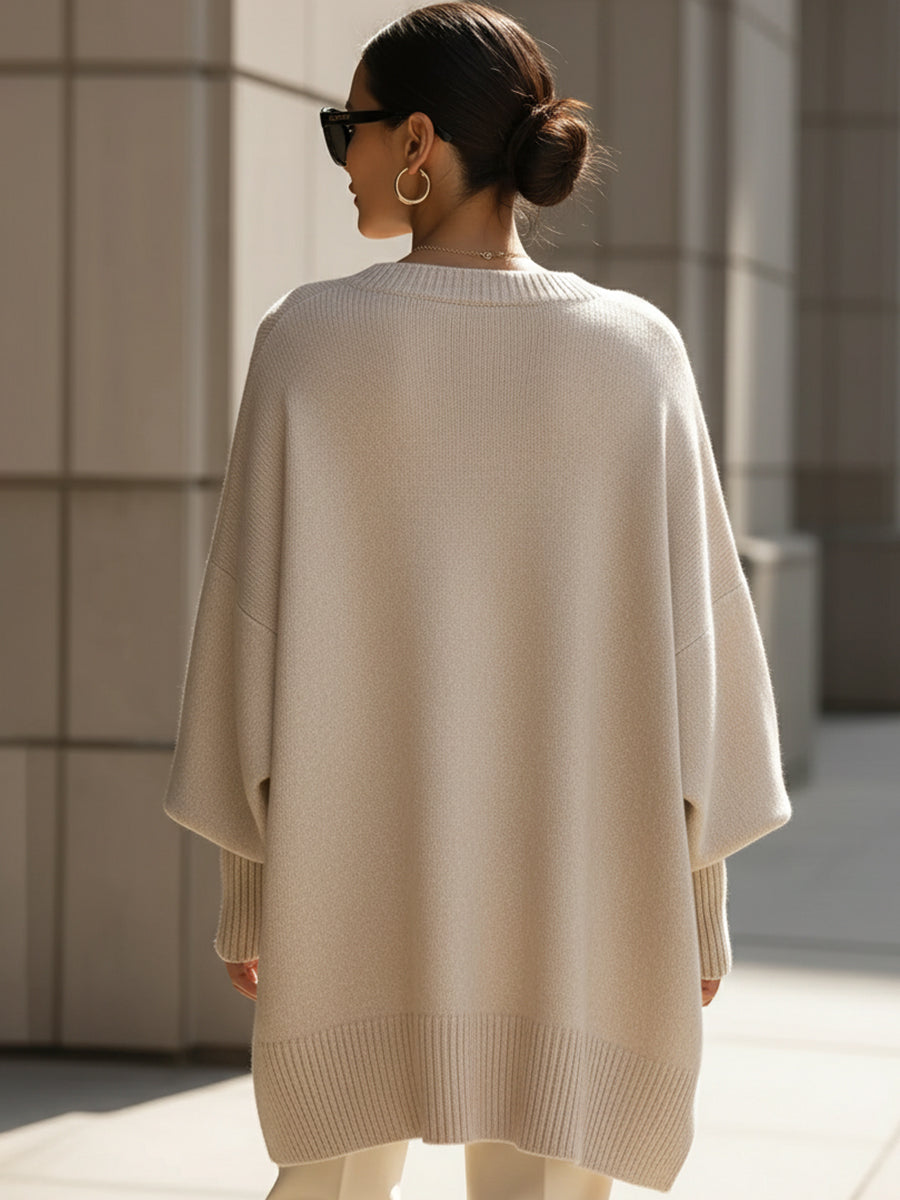 Oversized gebreide damestrui met ronde hals
