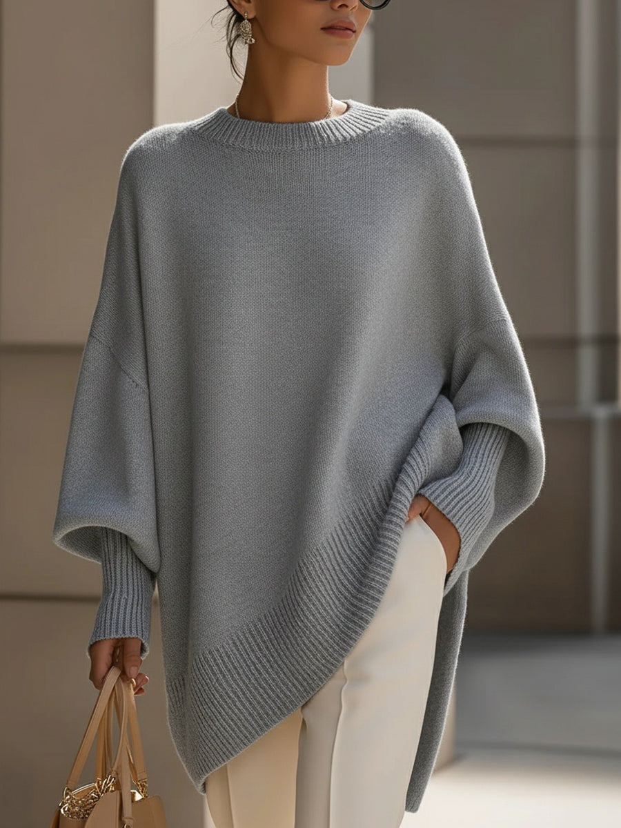 Oversized gebreide damestrui met ronde hals