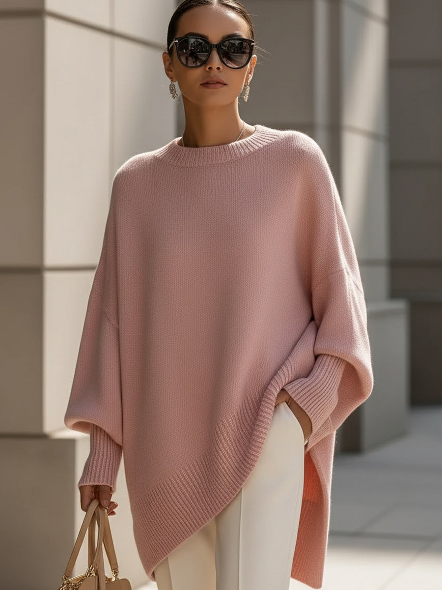 Oversized gebreide damestrui met ronde hals