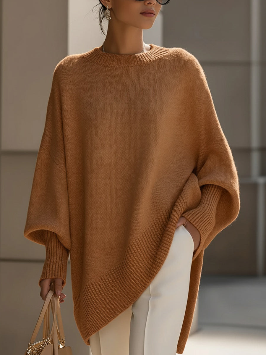 Oversized gebreide damestrui met ronde hals