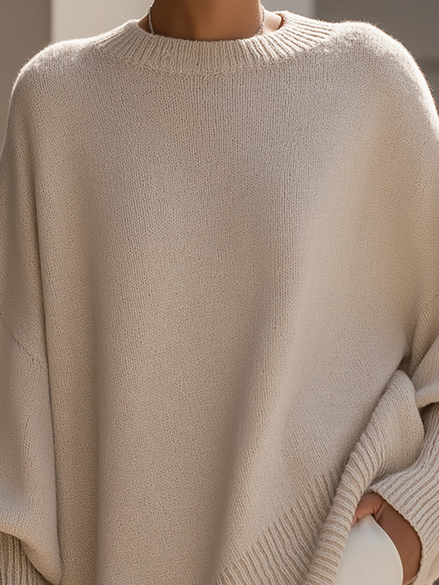 Oversized gebreide damestrui met ronde hals