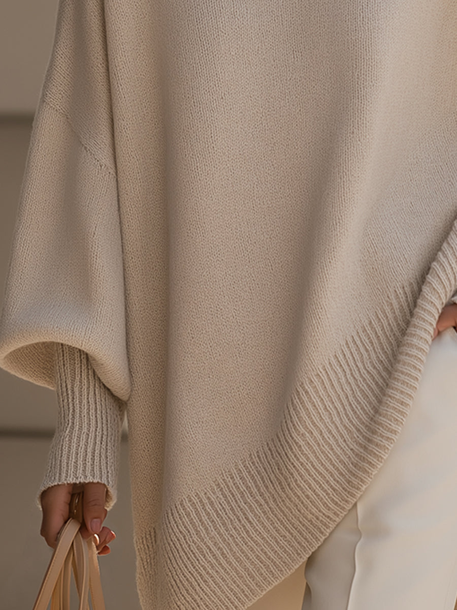 Oversized gebreide damestrui met ronde hals