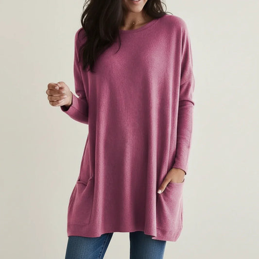 Oversized gebreide jurk voor dames met zakken