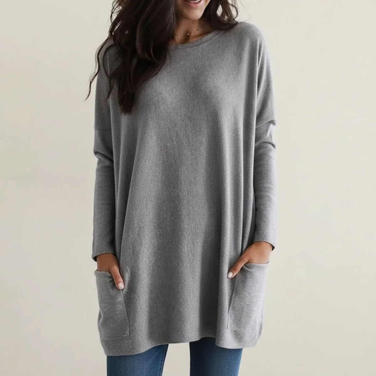 Oversized gebreide jurk voor dames met zakken
