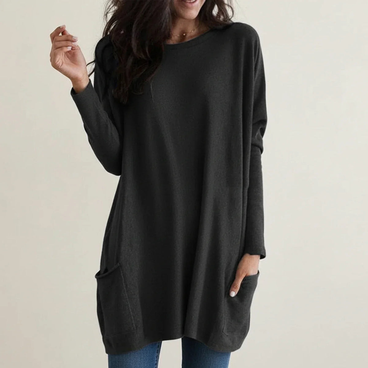 Oversized gebreide jurk voor dames met zakken
