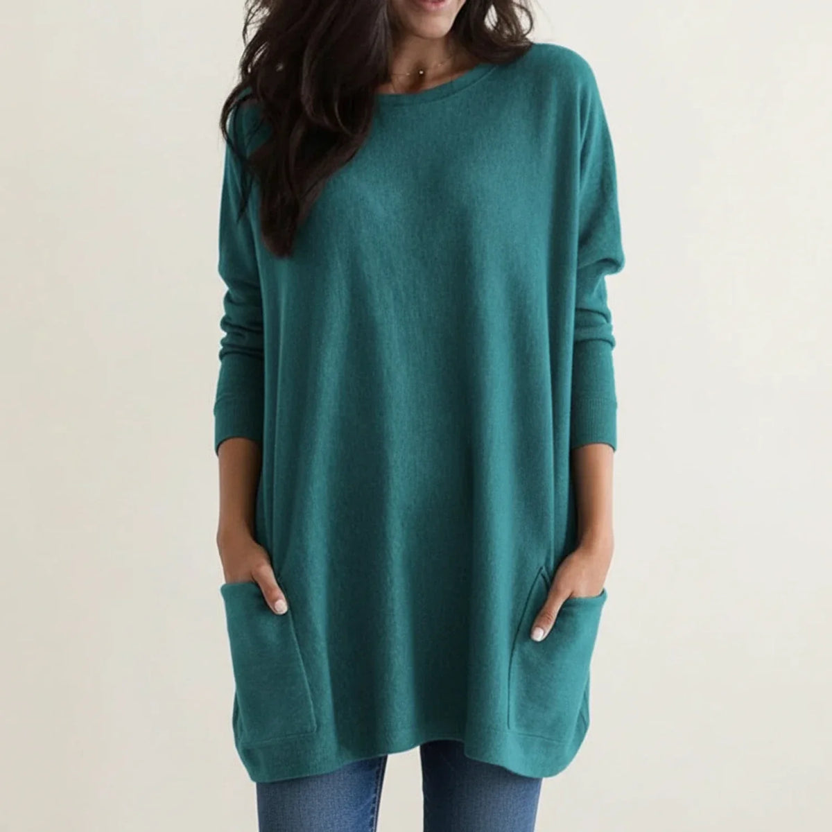 Oversized gebreide jurk voor dames met zakken