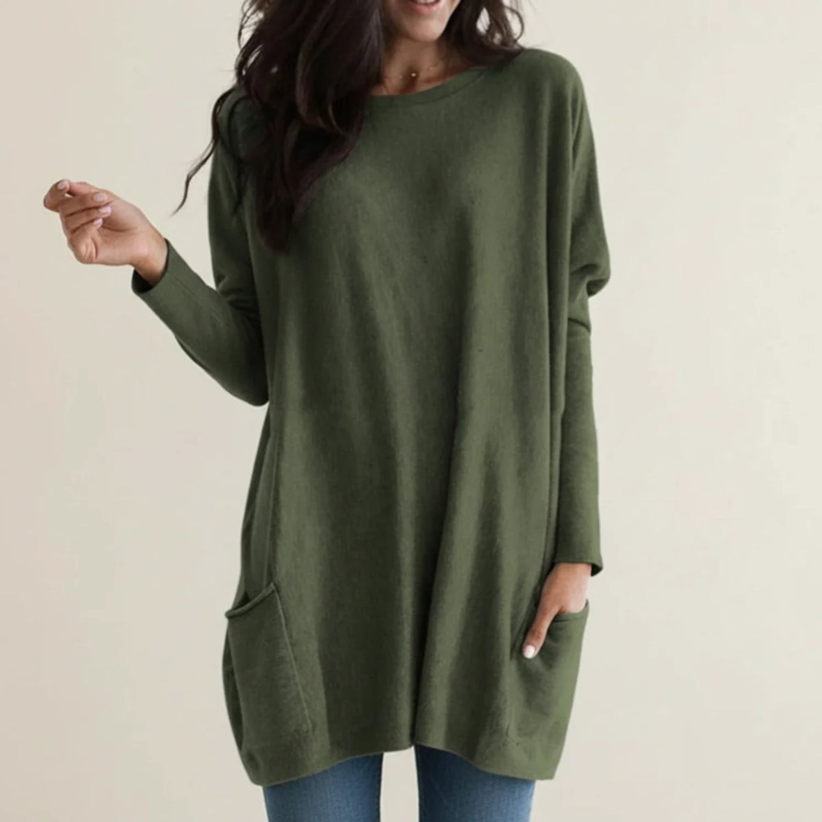 Oversized gebreide jurk voor dames met zakken