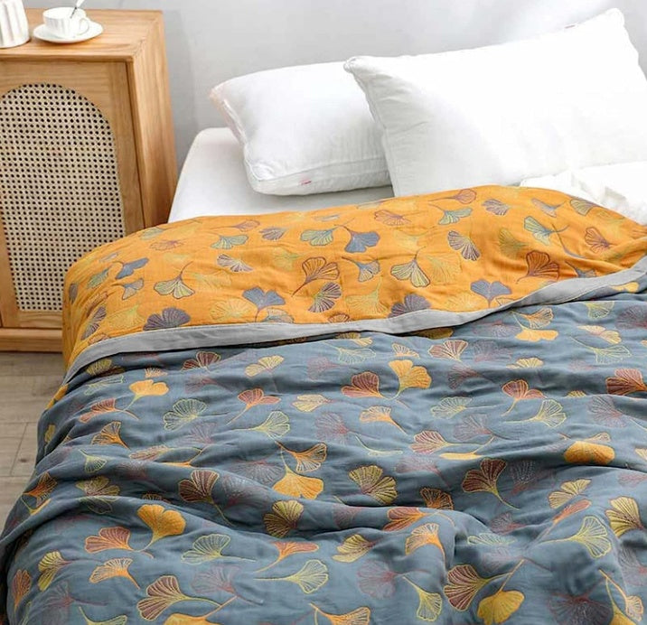 Plaid met ginkgobladeren