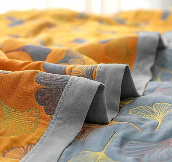 Plaid met ginkgobladeren