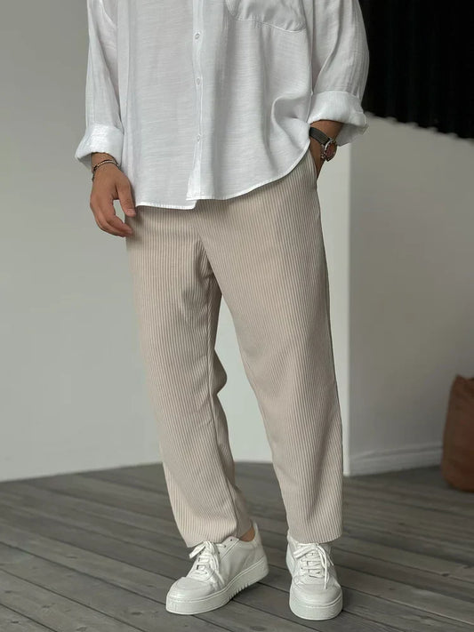 Plissé herenbroek met wide leg