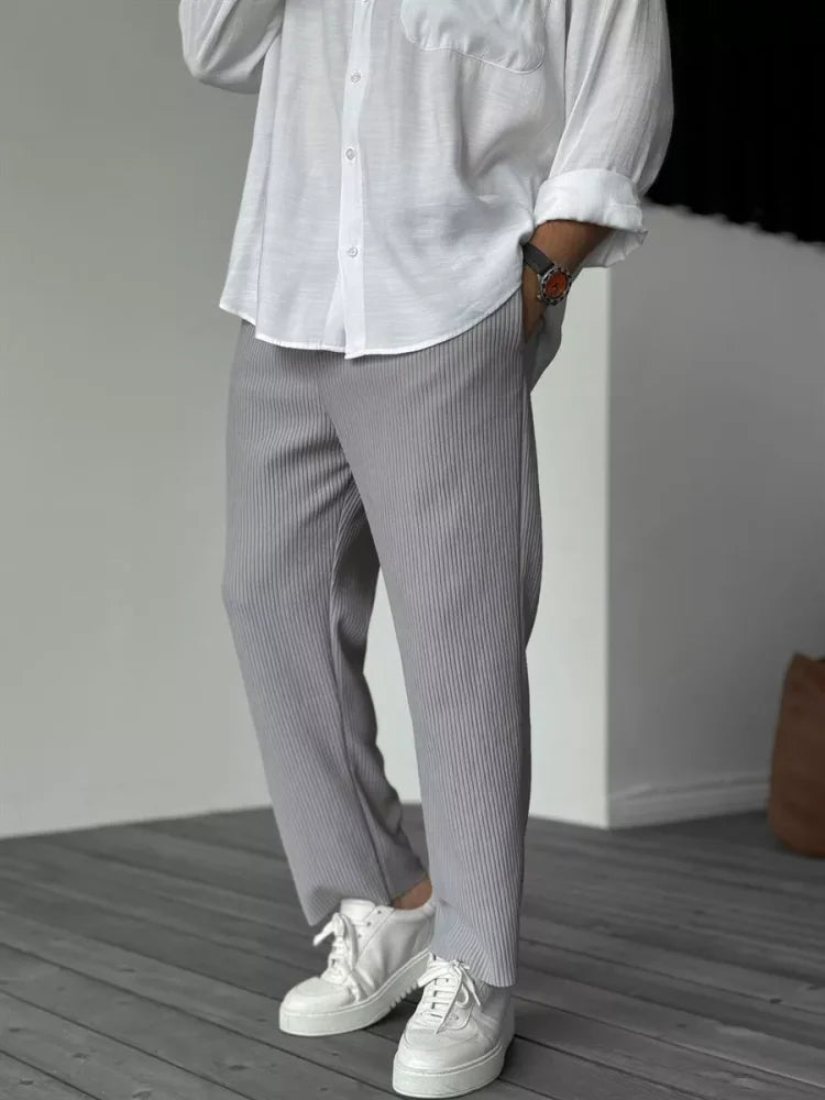 Plissé herenbroek met wide leg