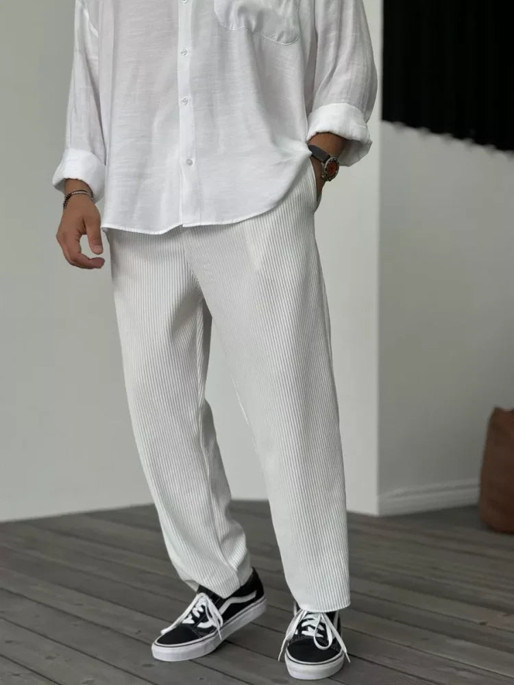 Plissé herenbroek met wide leg