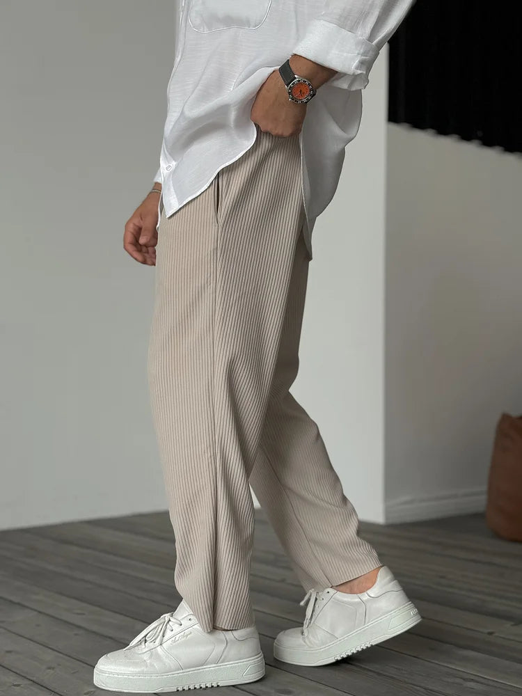 Plissé herenbroek met wide leg