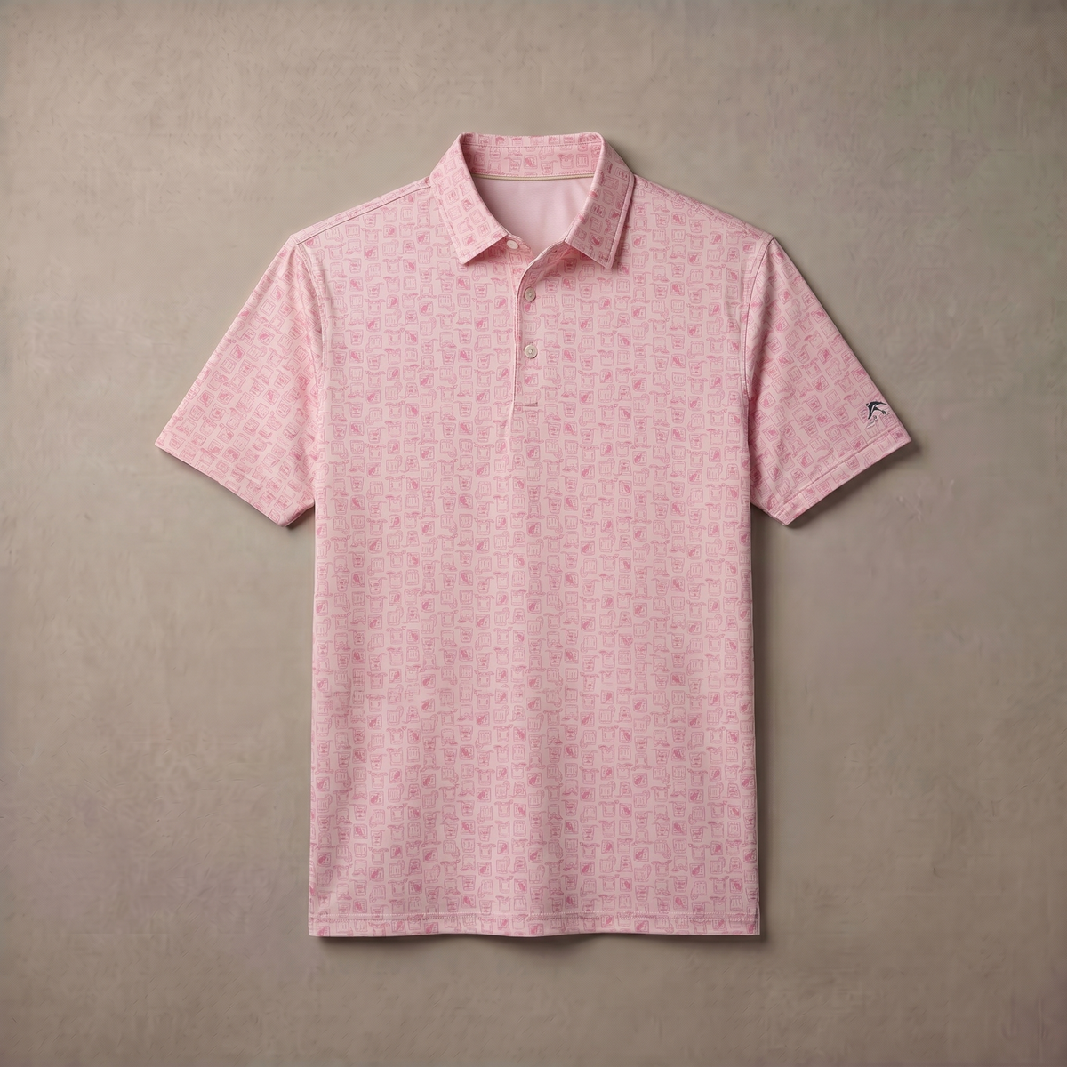 Poloshirt voor heren met melangeprint | Vochtafvoerend | UPF 50 | 4-way stretch