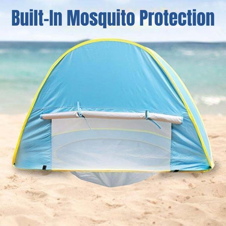 Pop-up strandtent voor baby's met ingebouwd zwembadje