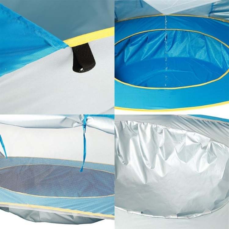 Pop-up strandtent voor baby's met ingebouwd zwembadje
