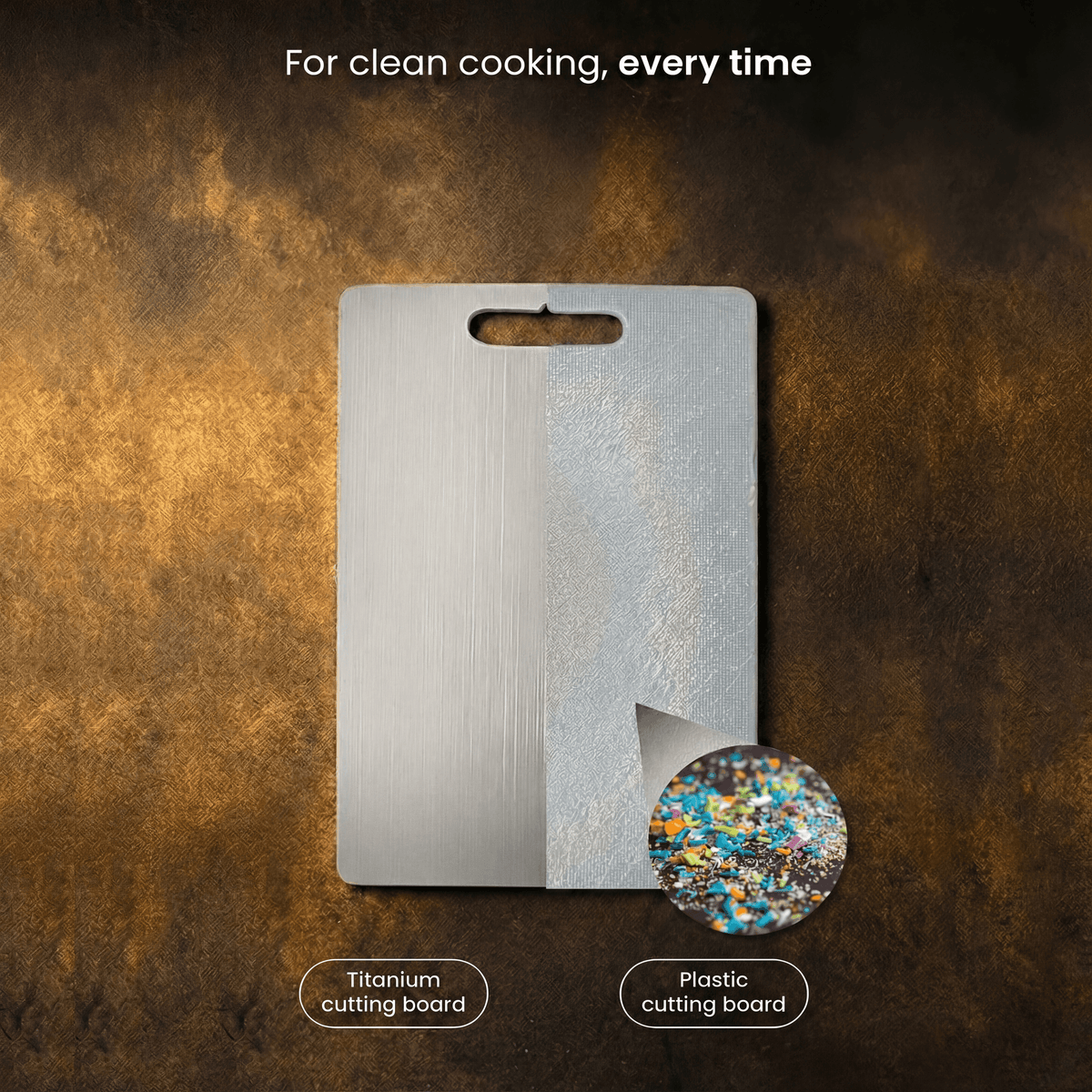 Premium snijplank van puur titanium voor microplasticvrije voedselbereiding