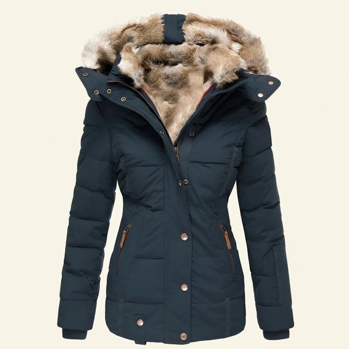 Puffer winterjas met capuchon voor dames