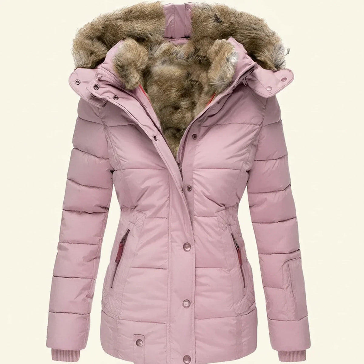 Puffer winterjas met capuchon voor dames