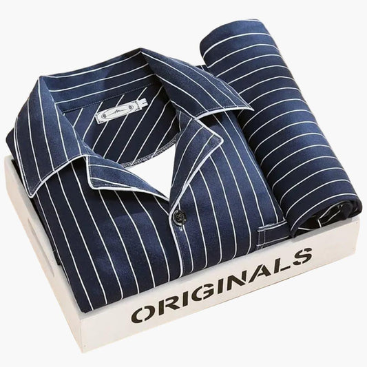 Pyjamaset voor heren met overhemd en lange broek