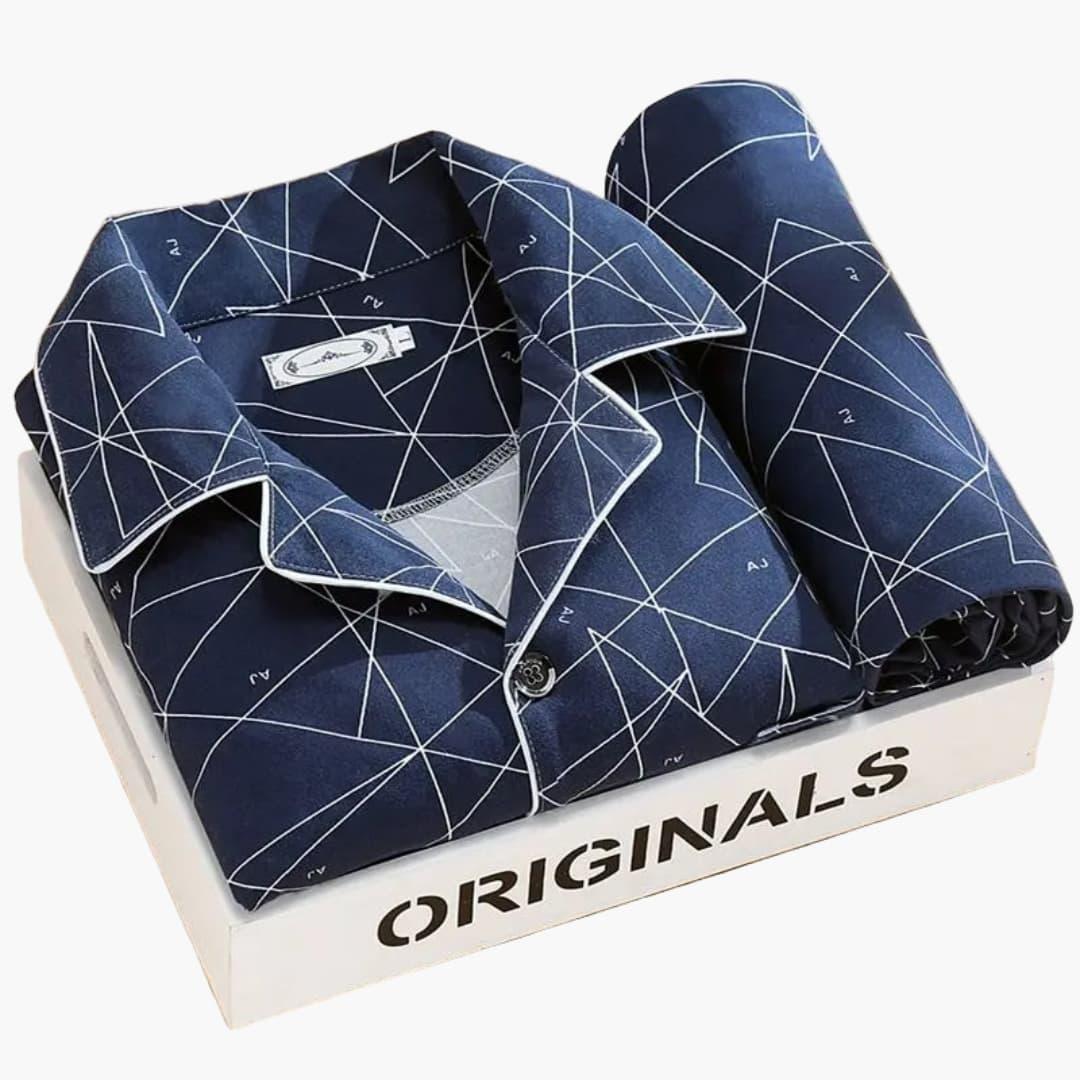 Pyjamaset voor heren met overhemd en lange broek