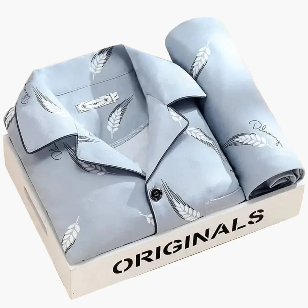 Pyjamaset voor heren met overhemd en lange broek