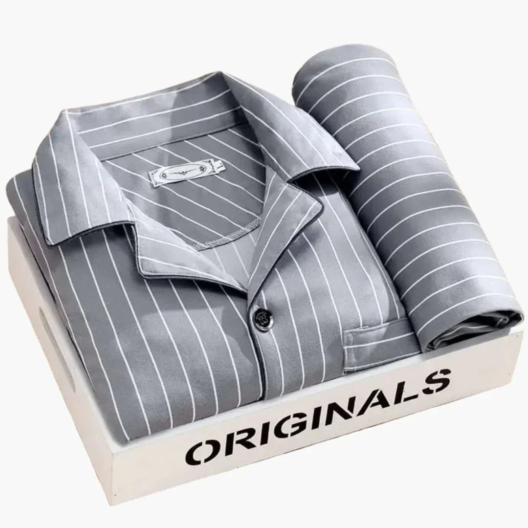 Pyjamaset voor heren met overhemd en lange broek