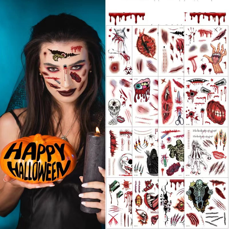 Realistische horror halloween-tattoos – Maak je halloween-make-up compleet