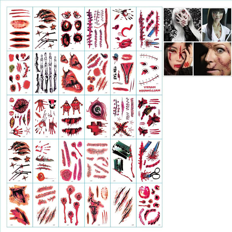 Realistische horror halloween-tattoos – Maak je halloween-make-up compleet