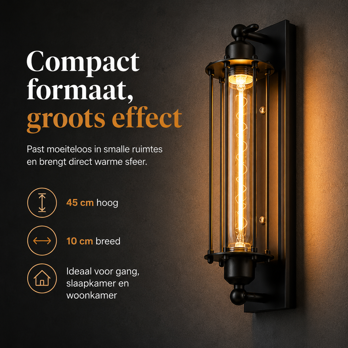 Retro industriële wandlamp E27 | Klassieke wandlamp met modern led-design voor woondecoratie