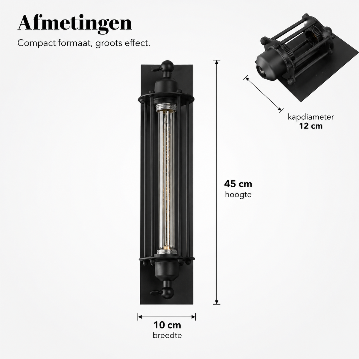 Retro industriële wandlamp E27 | Klassieke wandlamp met modern led-design voor woondecoratie