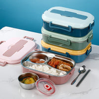Roestvrijstalen thermo-lunchbox voor het warm of koud houden van gerechten met lekvrije vakken