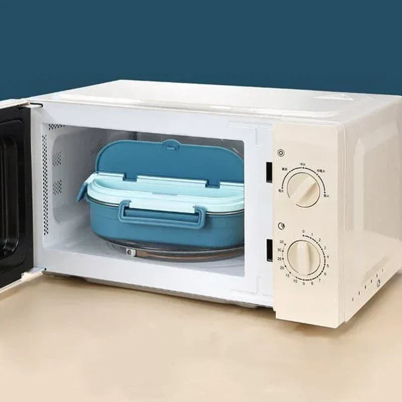 Roestvrijstalen thermo-lunchbox voor het warm of koud houden van gerechten met lekvrije vakken