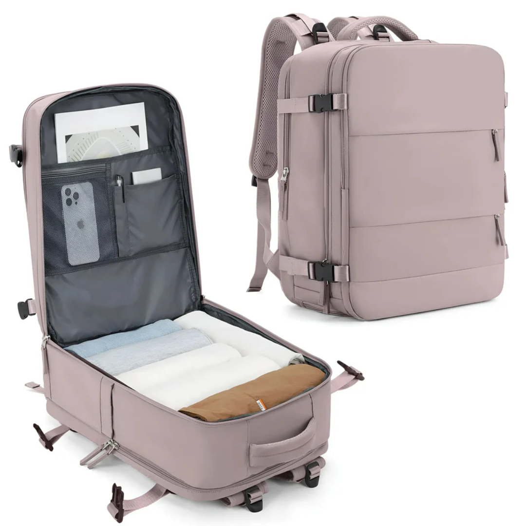 Ruime unisex reisrugzak als handbagage voor zorgeloos reizen