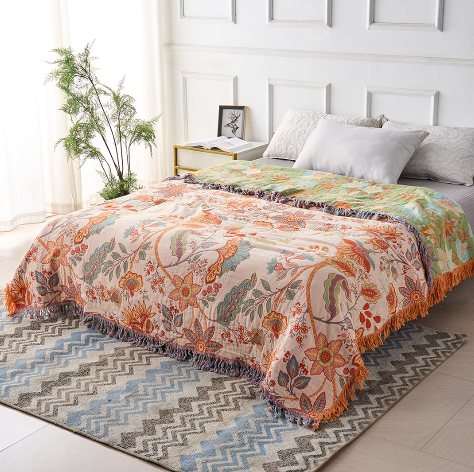 Rustiek boho plaid met bloemenprint